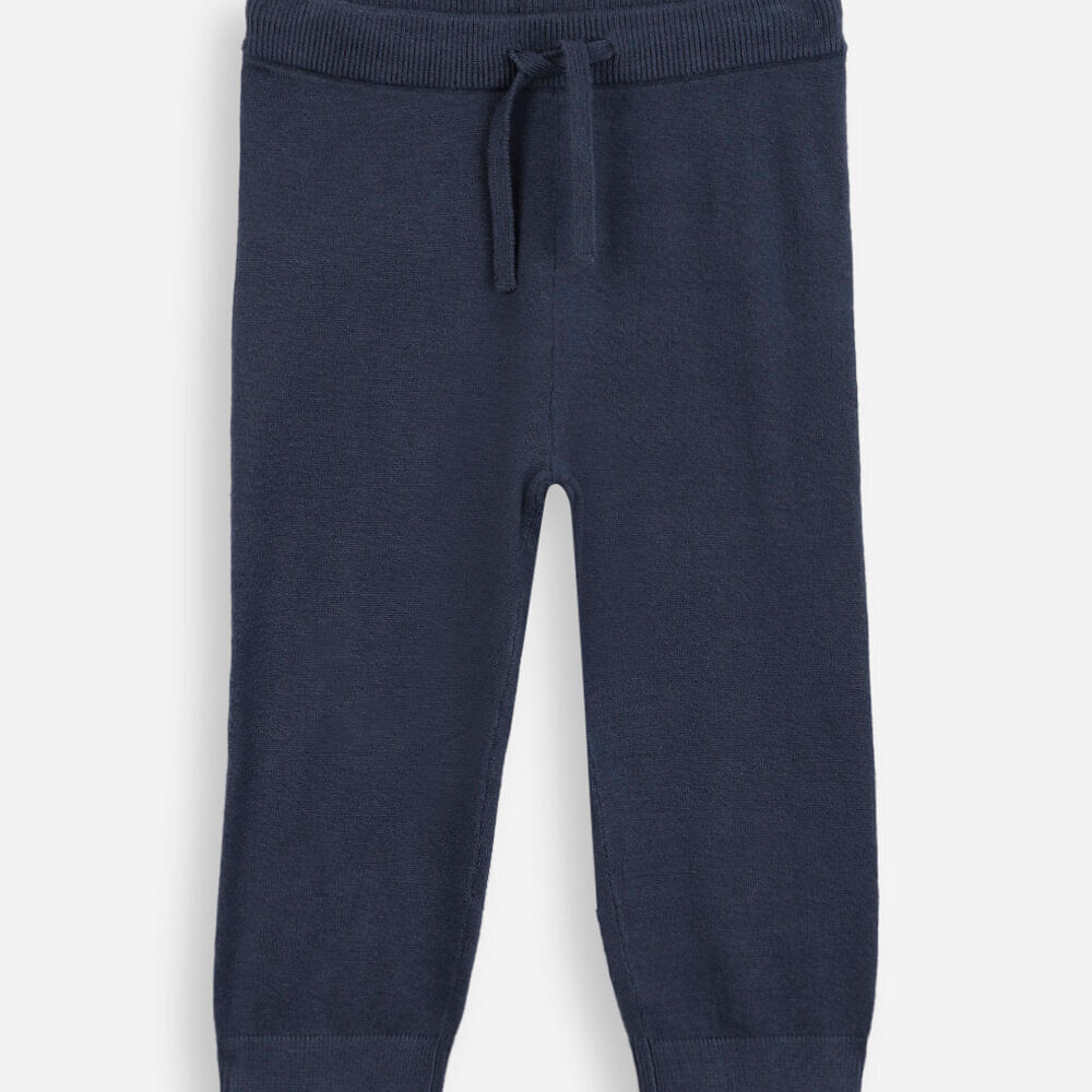 Calça jogger infantil de tricot azul Calça jogger infantil de tricot azul