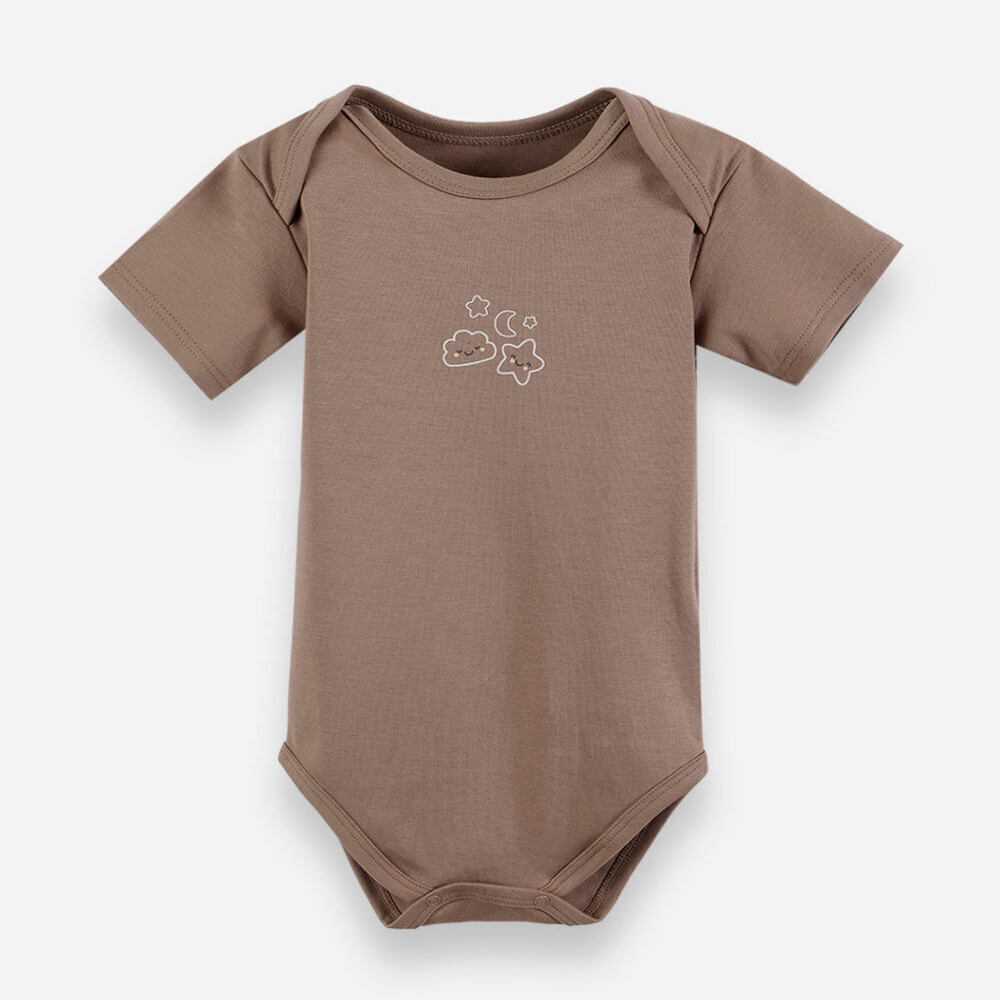 Body infantil de algodão peruano céu marrom Body infantil de algodão peruano céu marrom