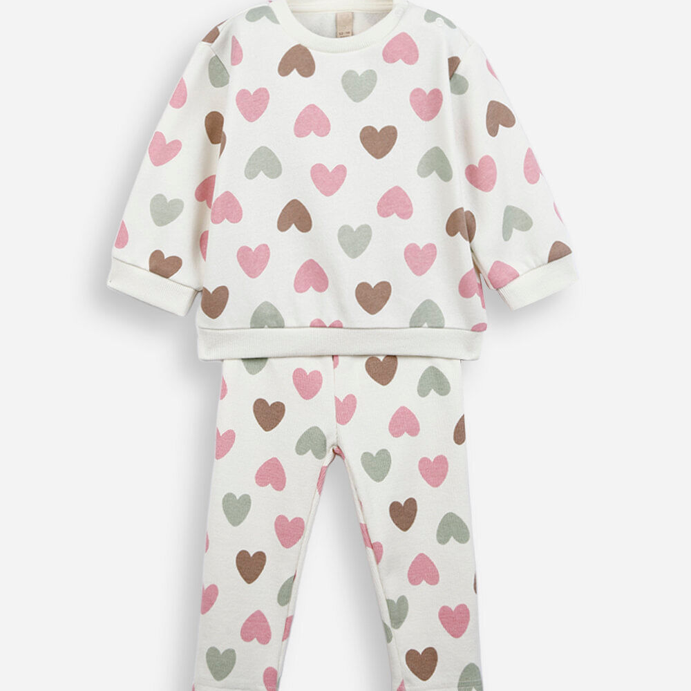 Conjunto infantil de moletom coração off white Conjunto infantil de moletom coração off white