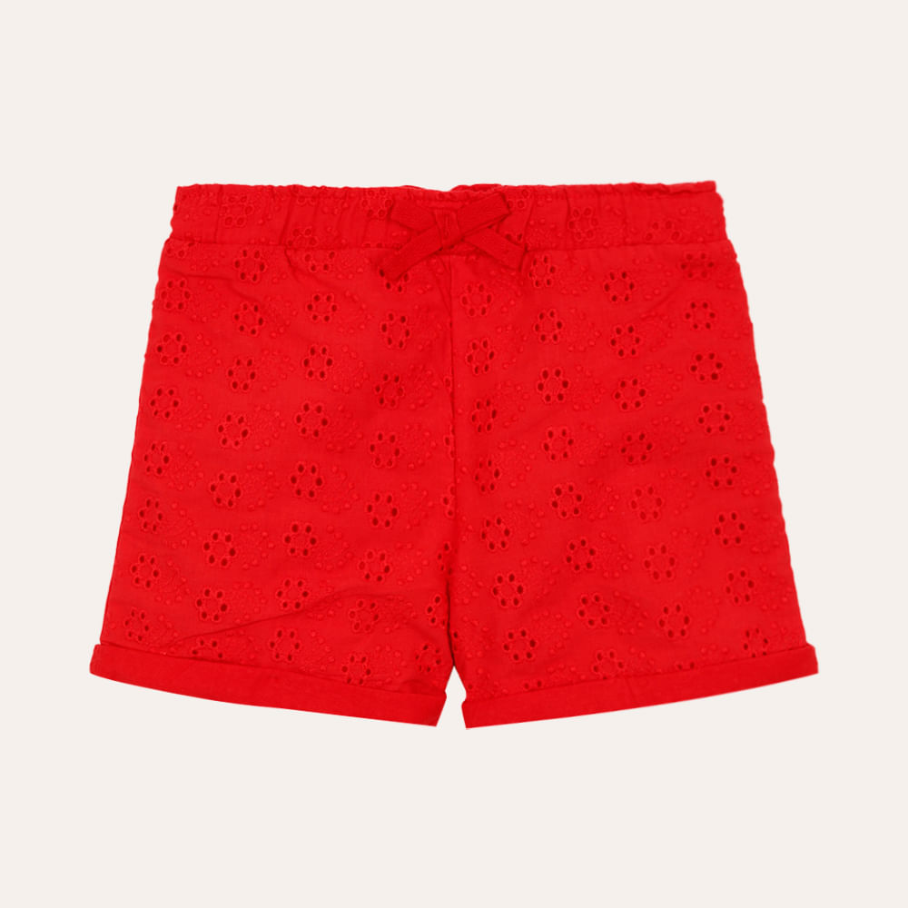 Short de laise infantil floral vermelho Short de laise infantil floral vermelho