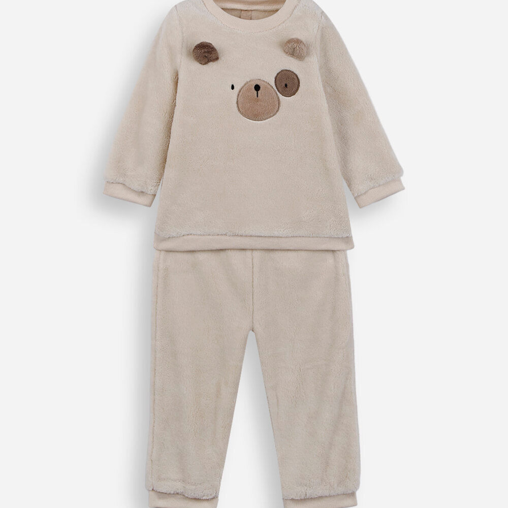 Conjunto longo infantil de plush cachorrinho bege Conjunto longo infantil de plush cachorrinho bege