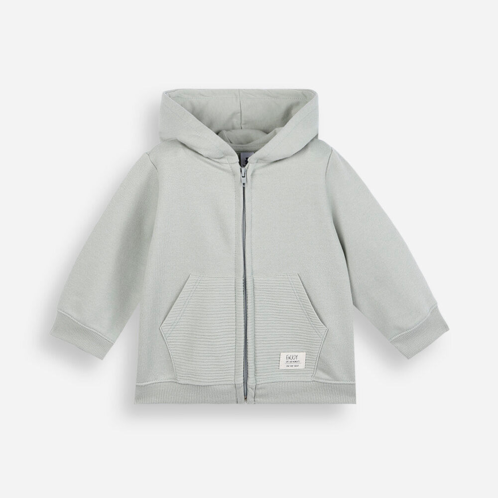 Jaqueta infantil de moletom com capuz verde Jaqueta infantil de moletom com capuz verde