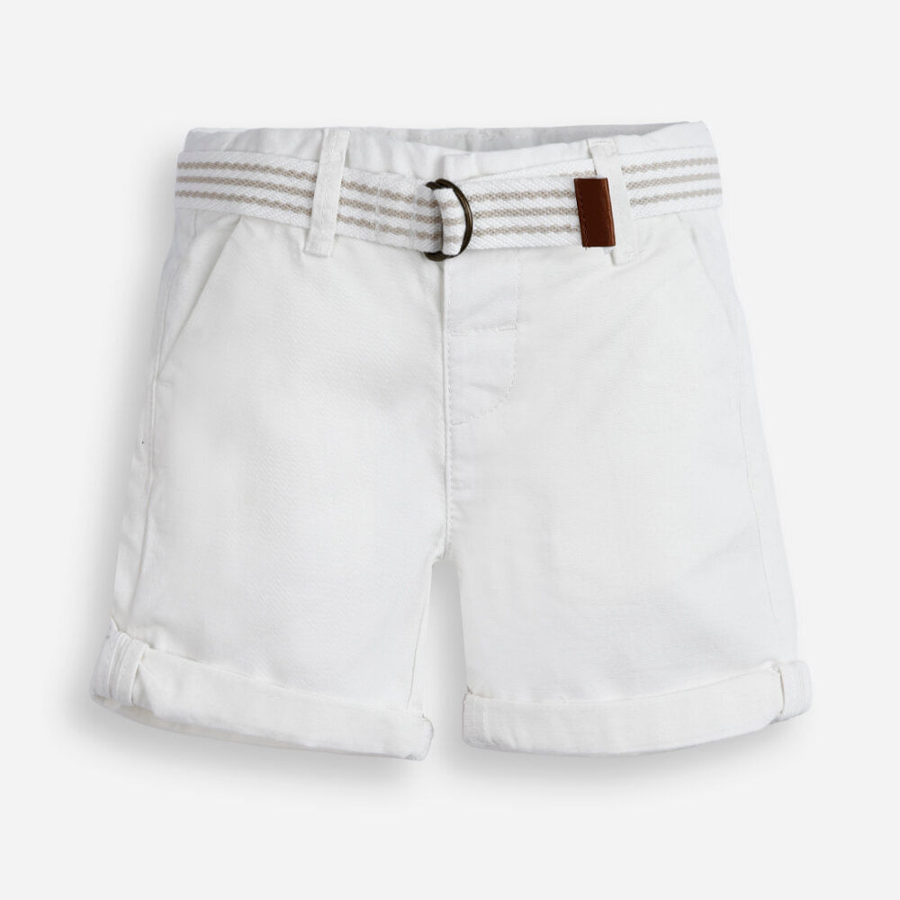 Bermuda infantil de sarja com cinto off white Bermuda infantil de sarja com cinto off white