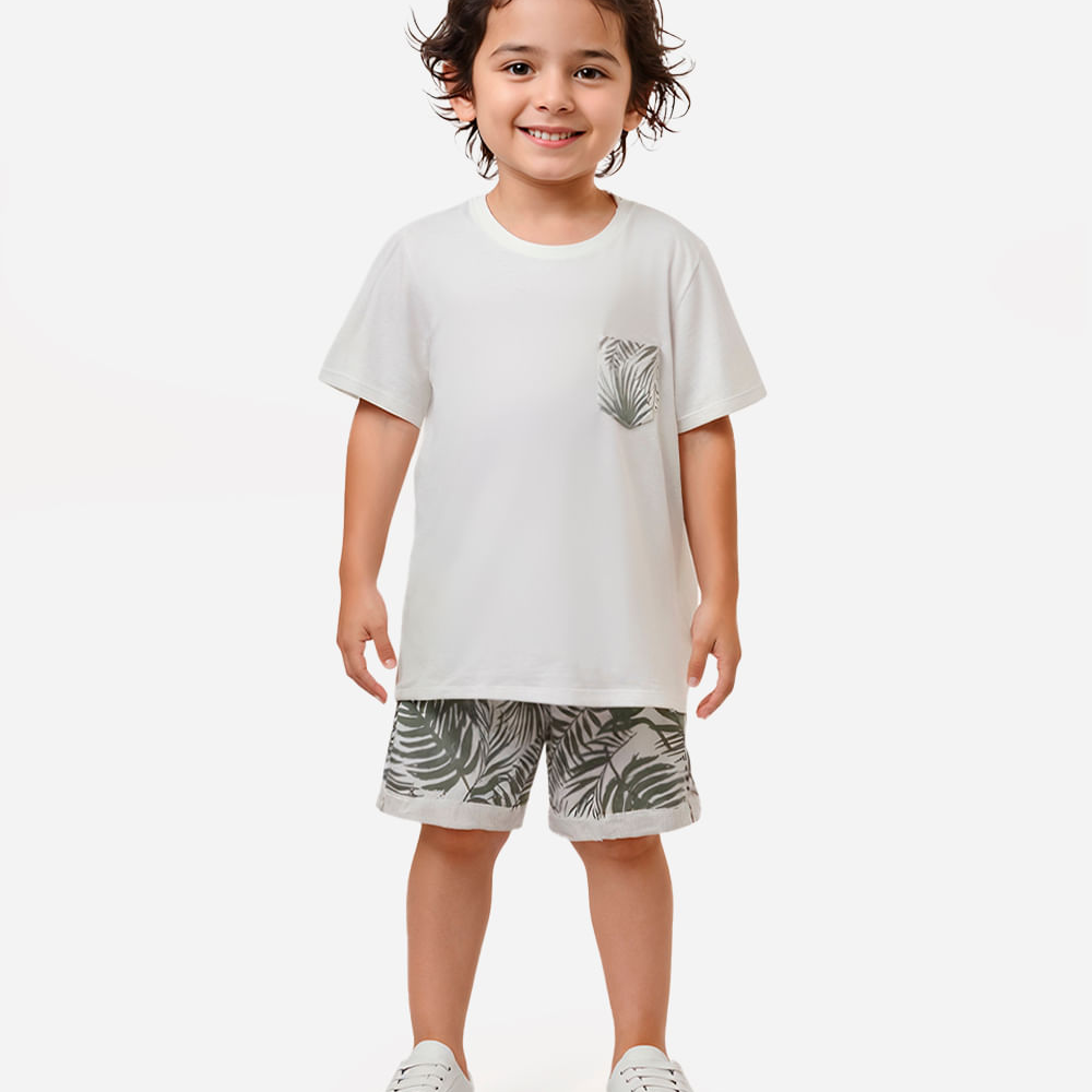 Conjunto de algodão infantil folhagens verde Conjunto de algodão infantil folhagens verde
