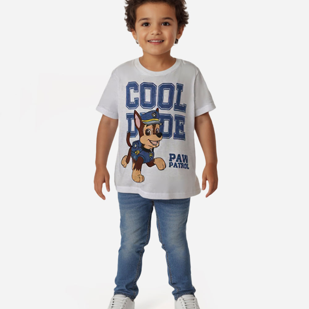 Camiseta de algodão infantil patrulha canina off white Camiseta de algodão infantil patrulha canina off white