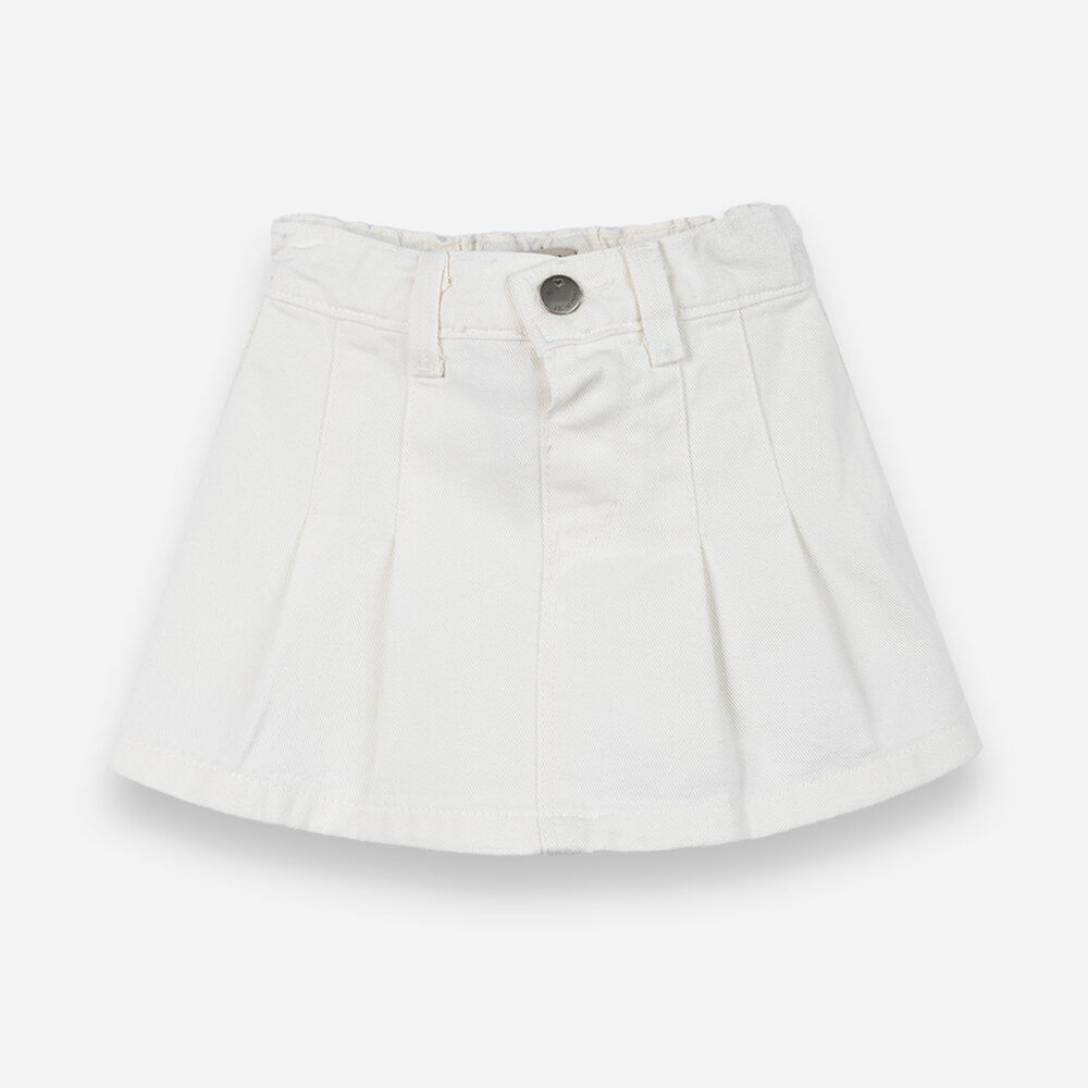 Short saia infantil sarja pregas off white Short saia infantil sarja pregas off white