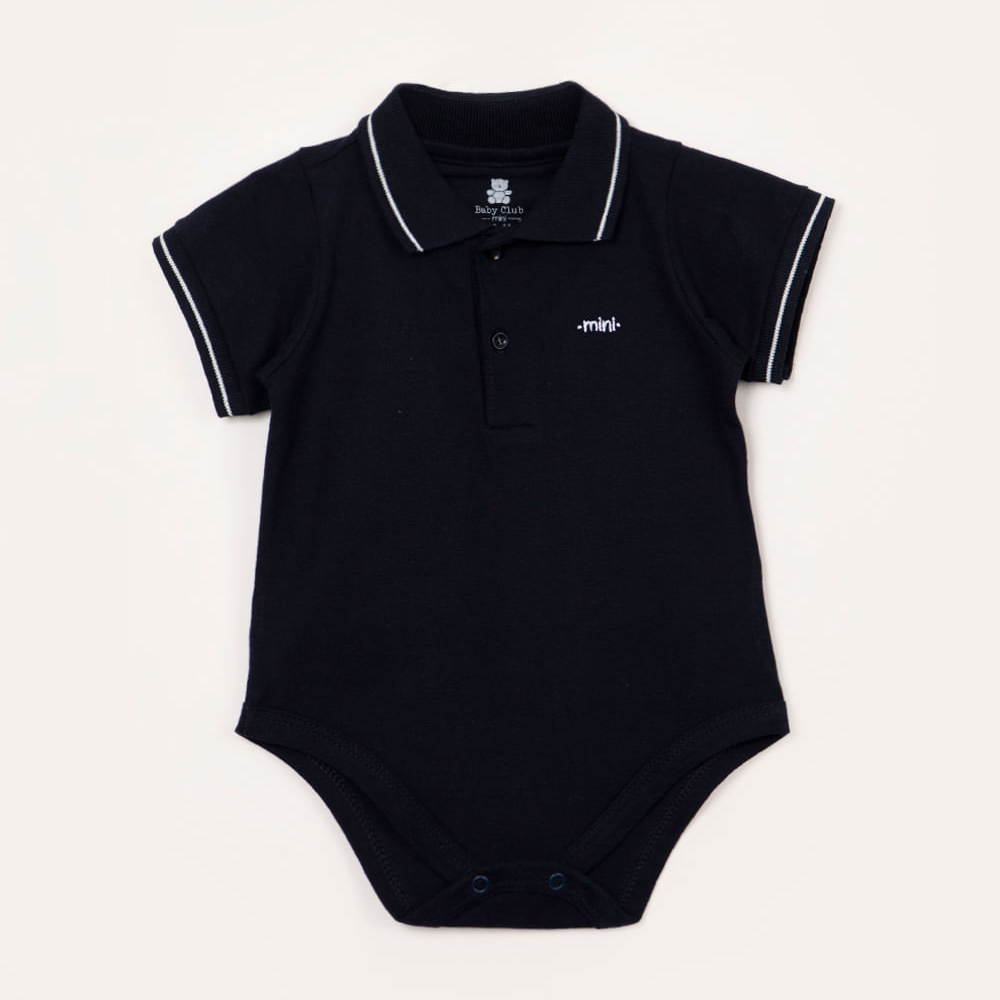 Body infantil de piquet gola polo manga curta azul marinho Body infantil de piquet gola polo manga curta azul marinho