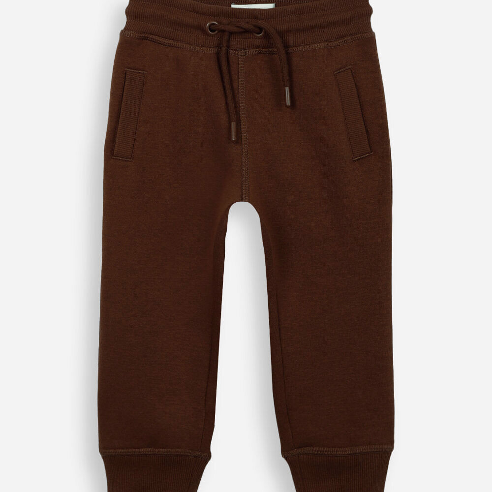 Calça de moletom infantil com cordão marrom Calça de moletom infantil com cordão marrom