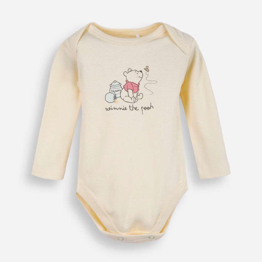 Body infantil de algodão ursinho pooh amarelo Body infantil de algodão ursinho pooh amarelo