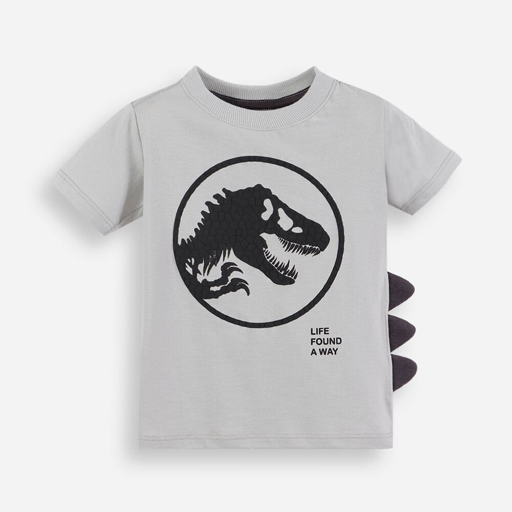 Camiseta infantil de algodão jurassic park cinza Camiseta infantil de algodão jurassic park cinza