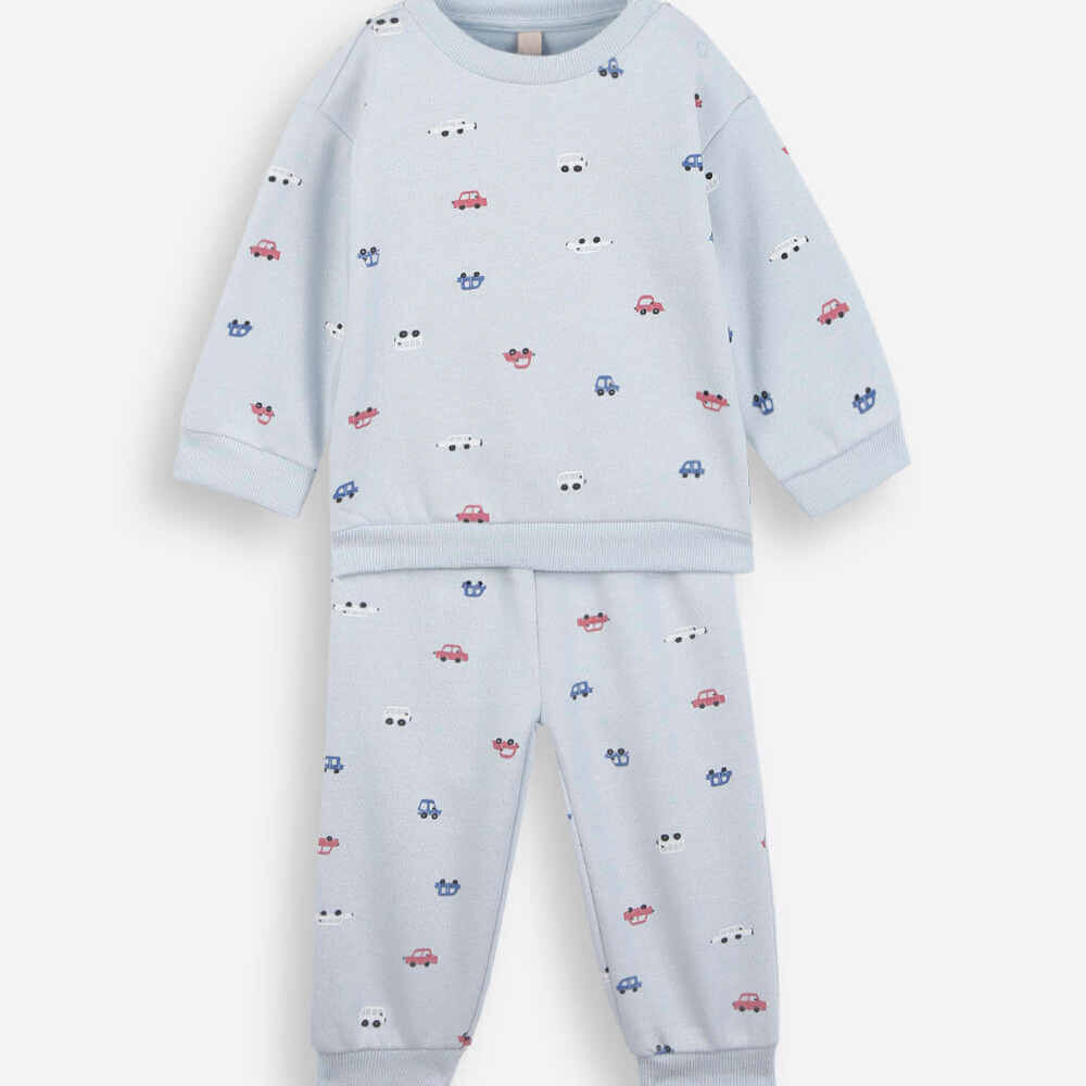 Conjunto infantil de moletom mini carrinhos azul Conjunto infantil de moletom mini carrinhos azul