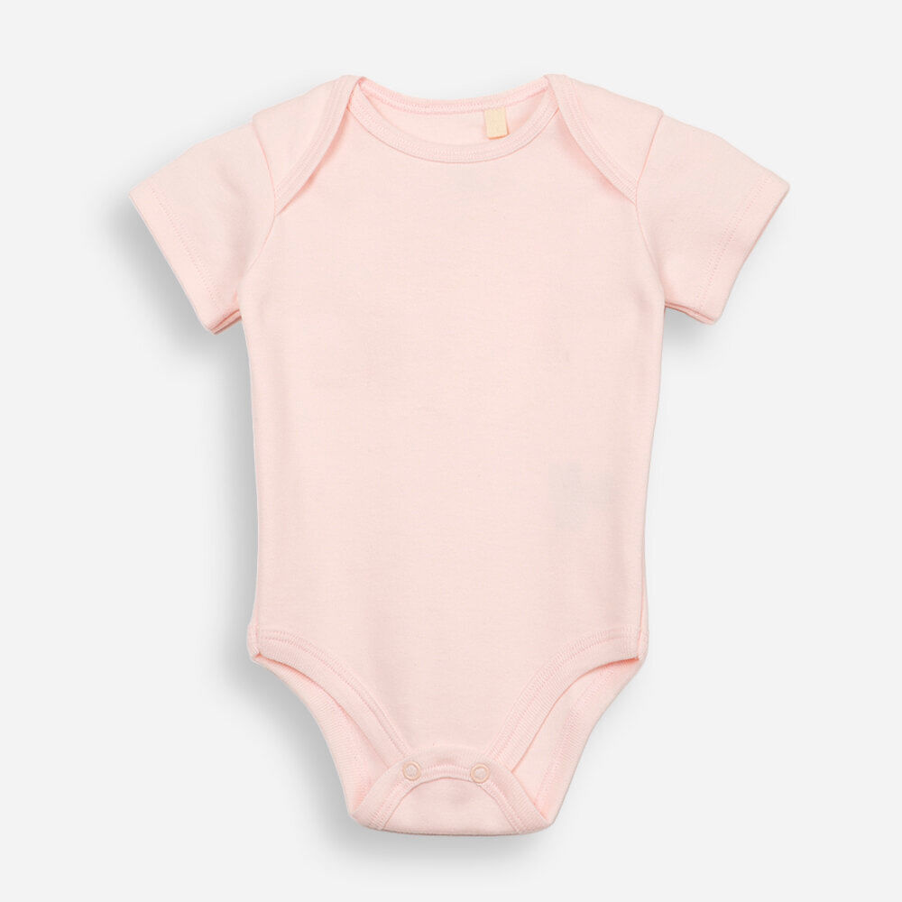 Body infantil liso manga curta rosa claro Body infantil liso manga curta rosa claro