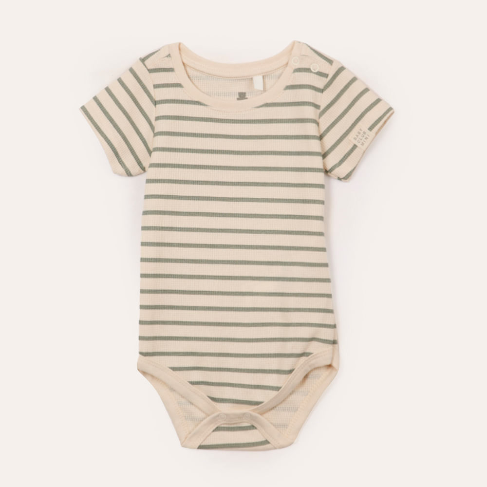 Body de algodão infantil listrado verde Body de algodão infantil listrado verde