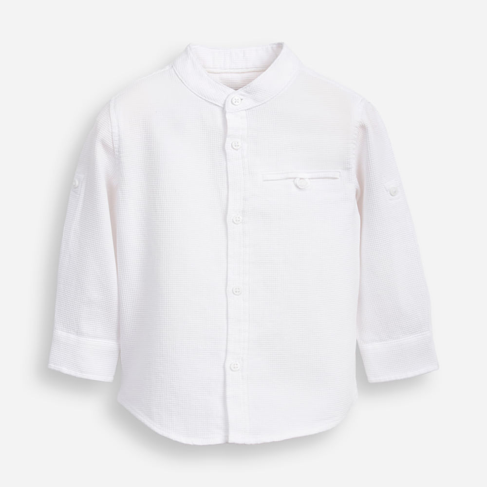 Camisa infantil manga longa gola padre azul claro - off white Camisa infantil manga longa gola padre azul claro - off white