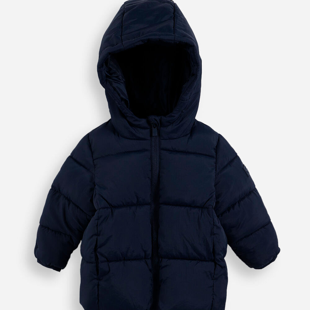 Jaqueta puffer infantil com capuz azul Jaqueta puffer infantil com capuz azul