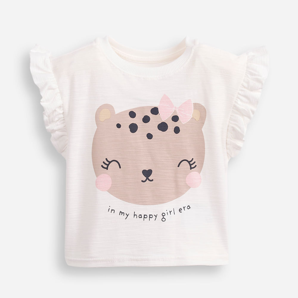 Blusa infantil manga curta babados oncinha off white Blusa infantil manga curta babados oncinha off white