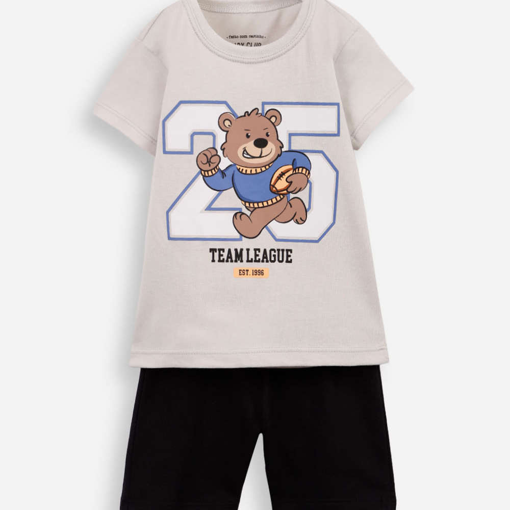 Conjunto infantil curto tigre cinza Conjunto infantil curto tigre cinza