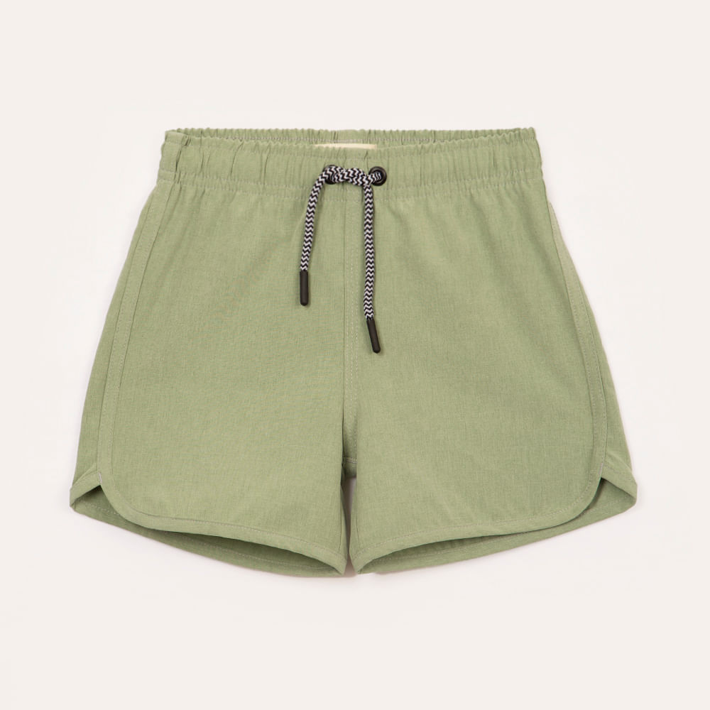 Short infantil cós elástico com bolso verde claro