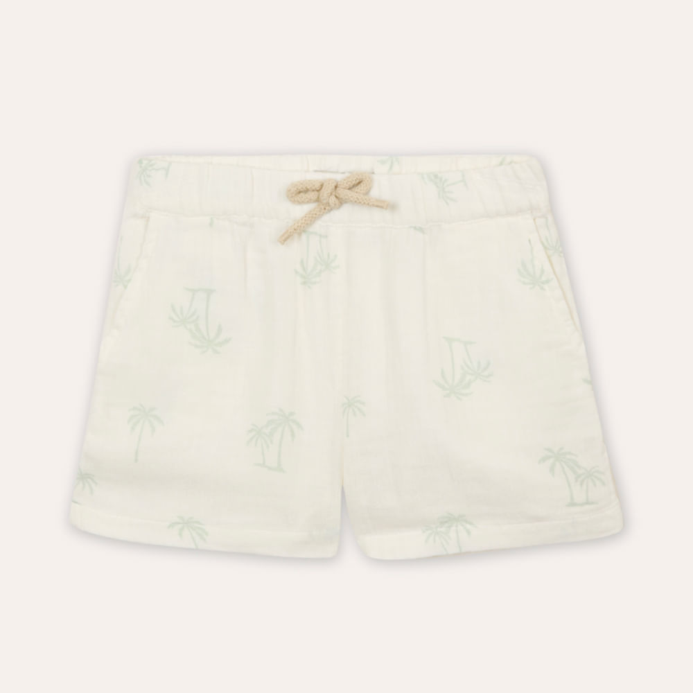 Bermuda reta de algodão coqueiro infantil off white