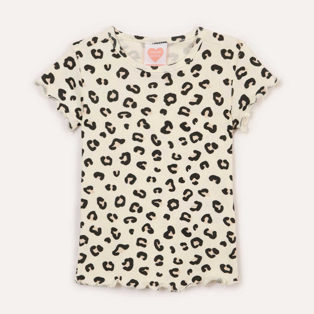Blusa de algodão infantil canelada animal print colorido Blusa de algodão infantil canelada animal print colorido