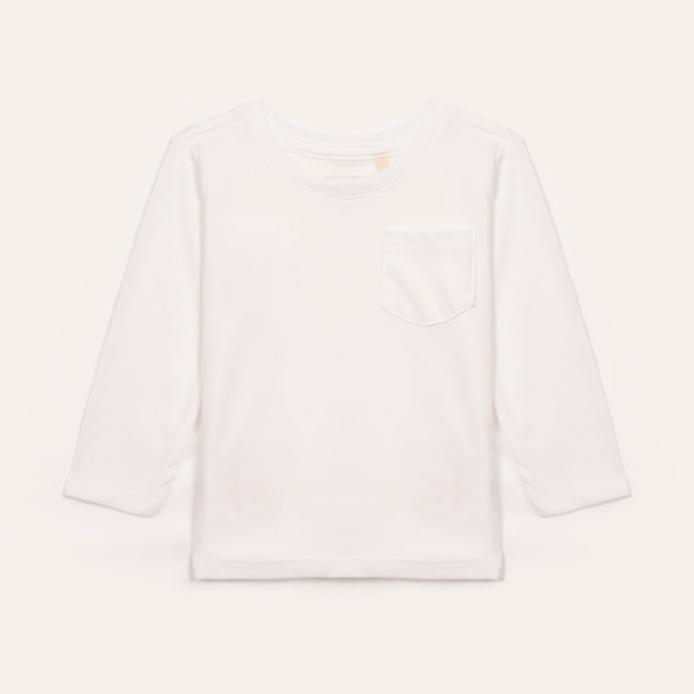 Camiseta infantil com bolso manga longa branco