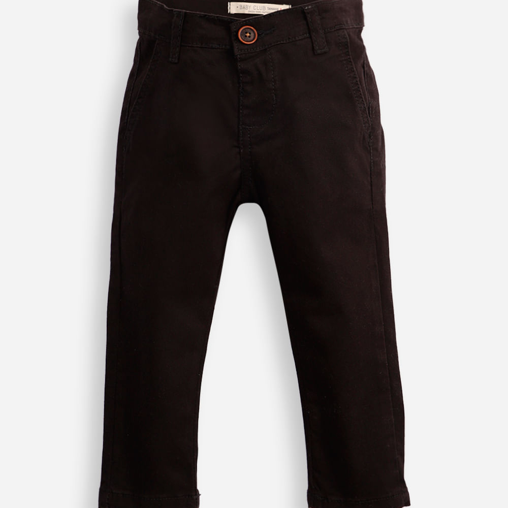 Calça slim infantil de sarja com bolso chino preta