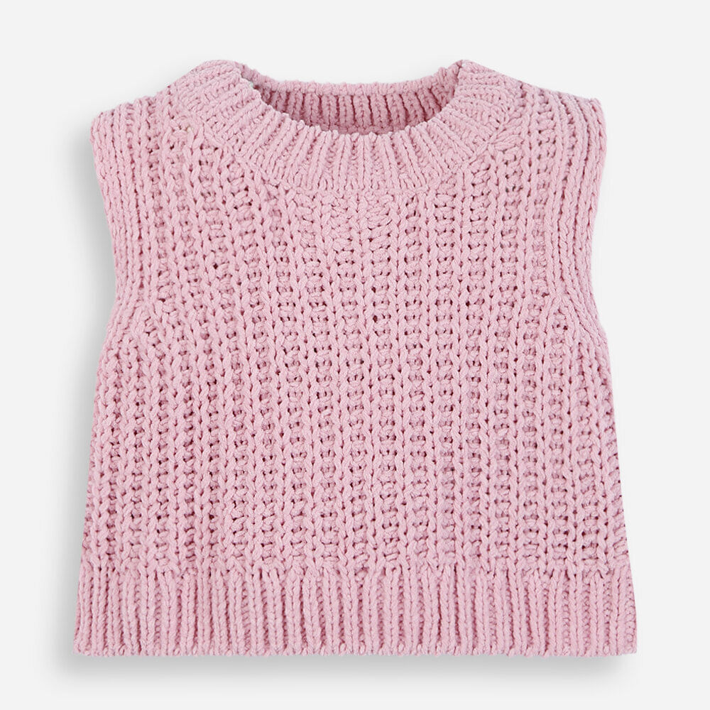 Colete infantil de tricot rosa