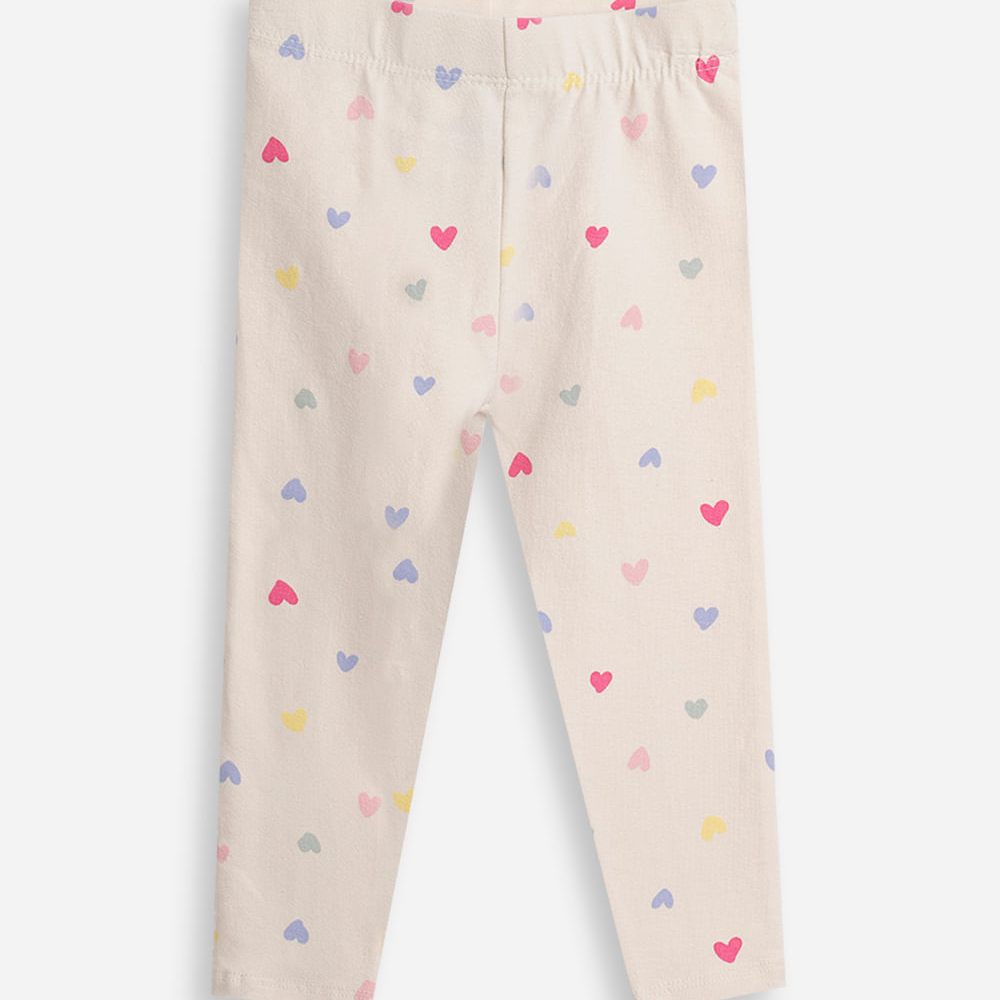 Calça legging infantil corações bege Calça legging infantil corações bege