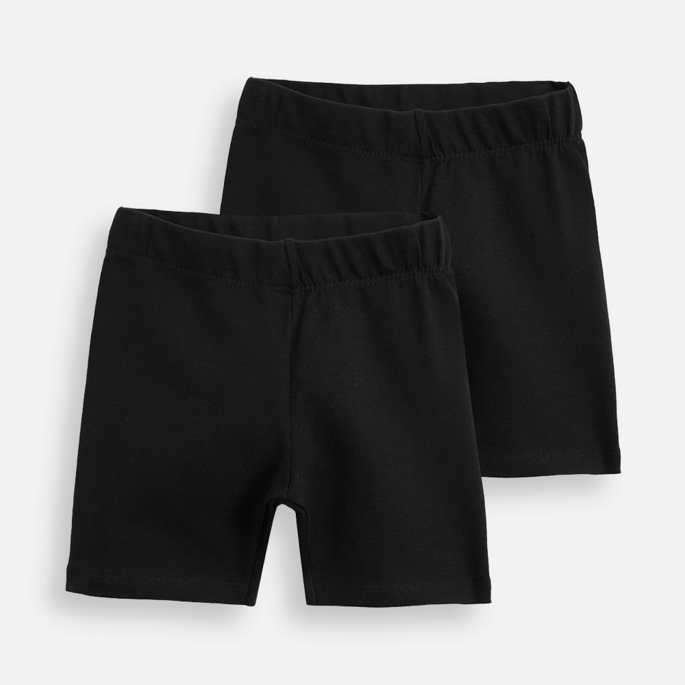 Kit de 2 bermudas infantis de algodão preta Kit de 2 bermudas infantis de algodão preta