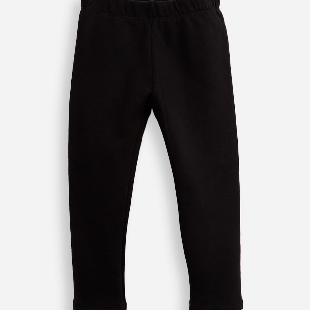 Calça legging infantil de algodão felpado básica preta Calça legging infantil de algodão felpado básica preta