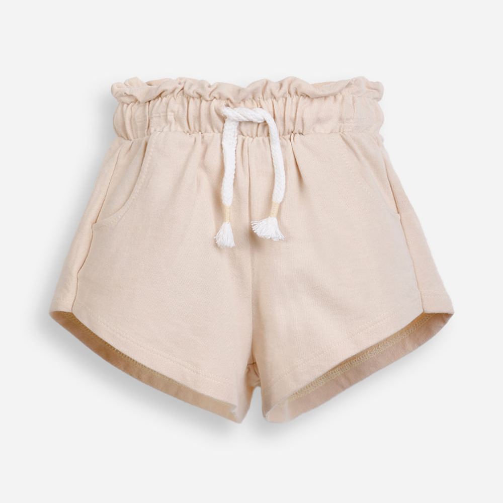 Short infantil de moletom sem felpa cós elástico bege Short infantil de moletom sem felpa cós elástico bege