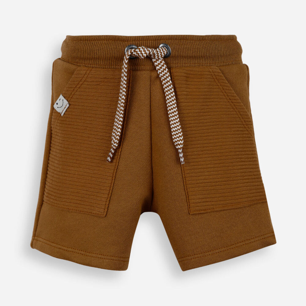 Short infantil de moletom cós elástico marrom Short infantil de moletom cós elástico marrom