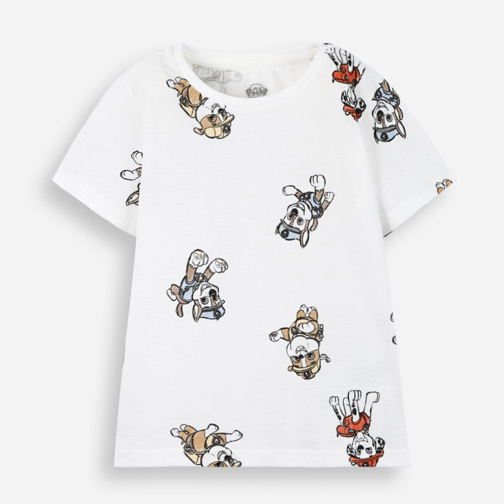 Camiseta infantil de algodão patrulha canina off white Camiseta infantil de algodão patrulha canina off white
