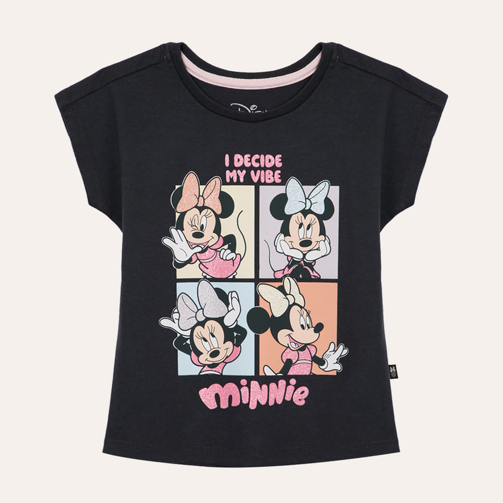 Camiseta de algodão infantil minnie cinza Camiseta de algodão infantil minnie cinza