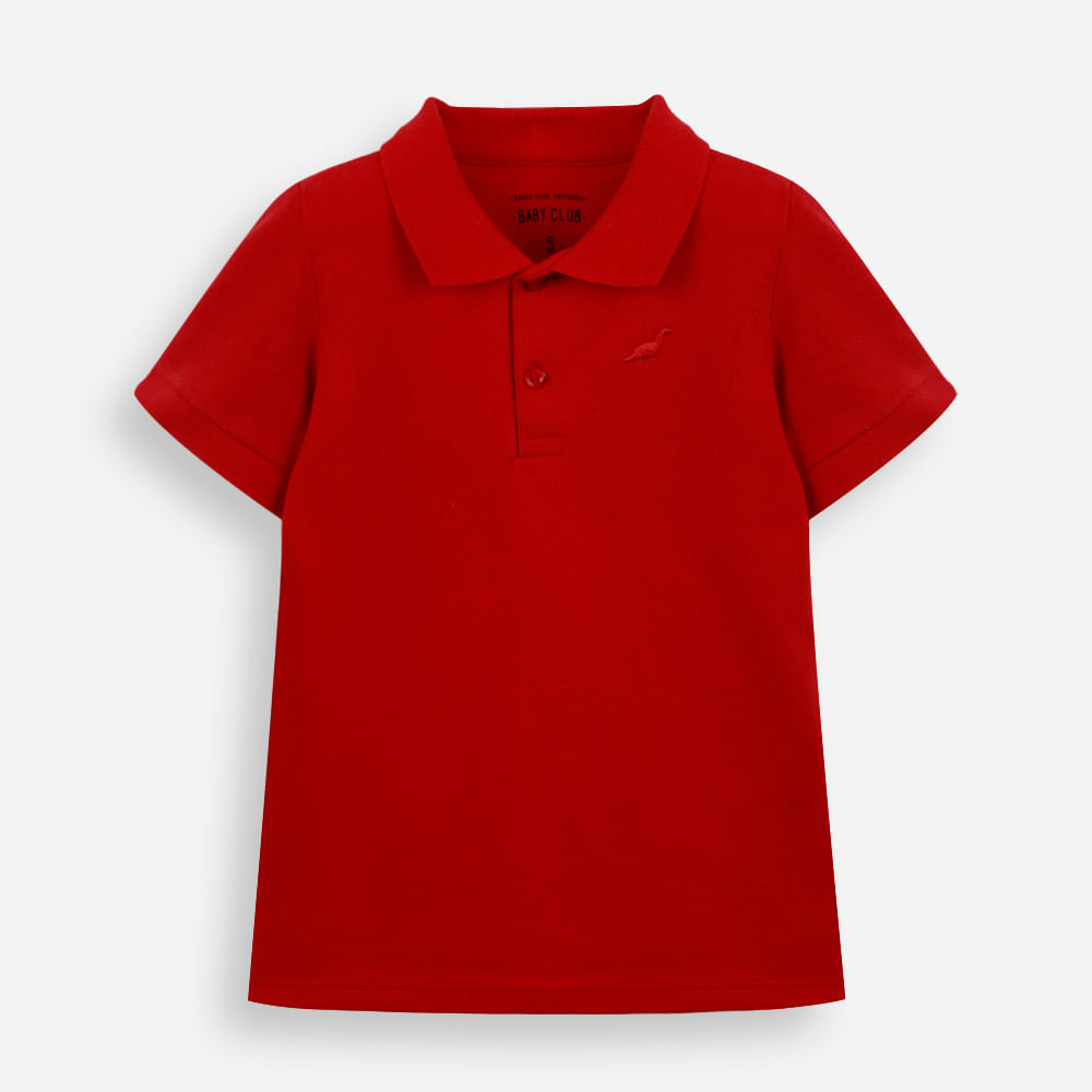 Polo infantil de algodão com bordado vermelha Polo infantil de algodão com bordado vermelha