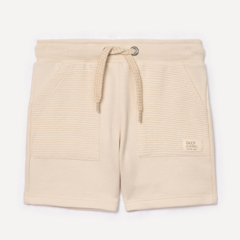 Short de moletom infantil com cordão bege Short de moletom infantil com cordão bege