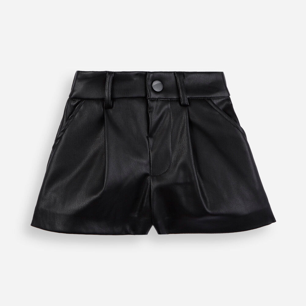 Short infantil de poliuretano preto Short infantil de poliuretano preto