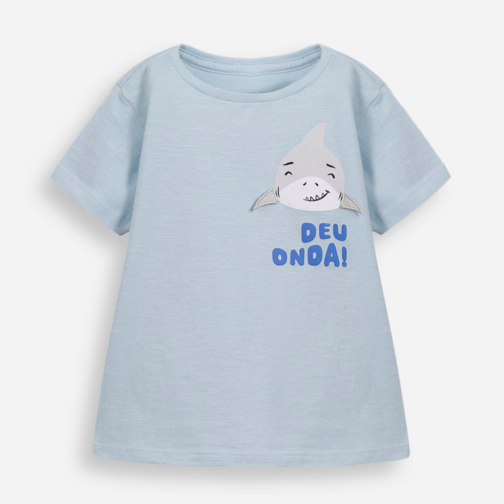 Camiseta infantil tubarão azul Camiseta infantil tubarão azul