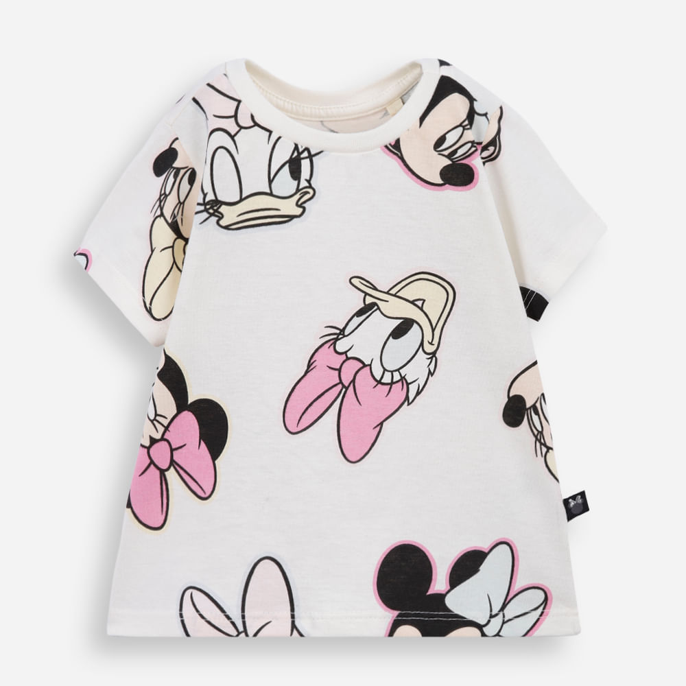Blusa infantil de algodão minnie e margarida off white Blusa infantil de algodão minnie e margarida off white