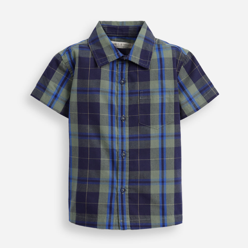 Camisa infantil manga curta xadrez - verde Camisa infantil manga curta xadrez - verde