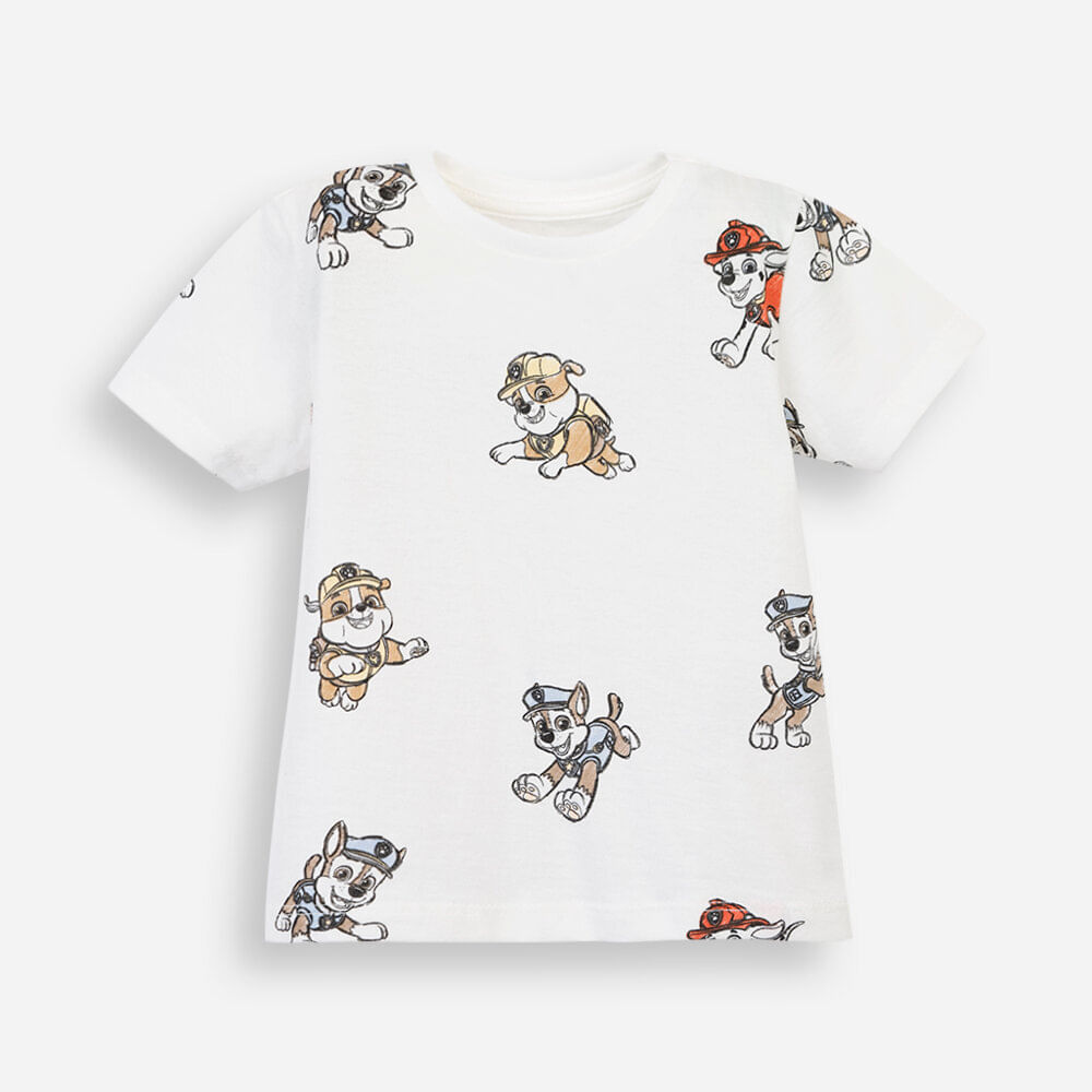 Camiseta infantil de algodão manga curta patrulha canina off white Camiseta infantil de algodão manga curta patrulha canina off white
