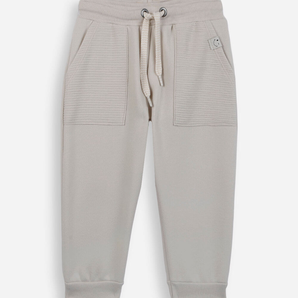 Calça jogger infantil de moletom cós com cordão off white Calça jogger infantil de moletom cós com cordão off white