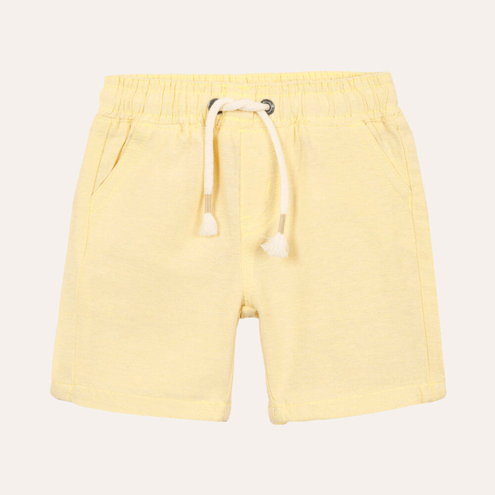 Bermuda infantil cós elástico amarelo claro Bermuda infantil cós elástico amarelo claro