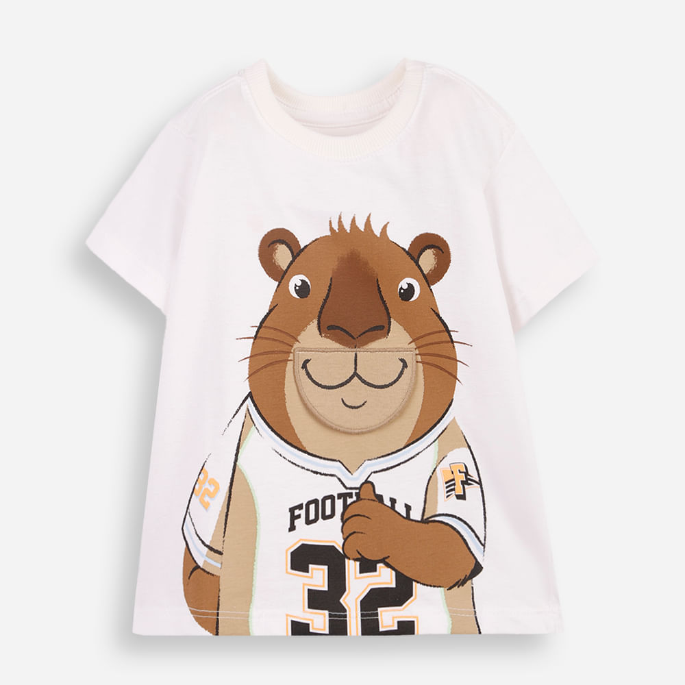 Camiseta infantil capivara interativa college off white Camiseta infantil capivara interativa college off white