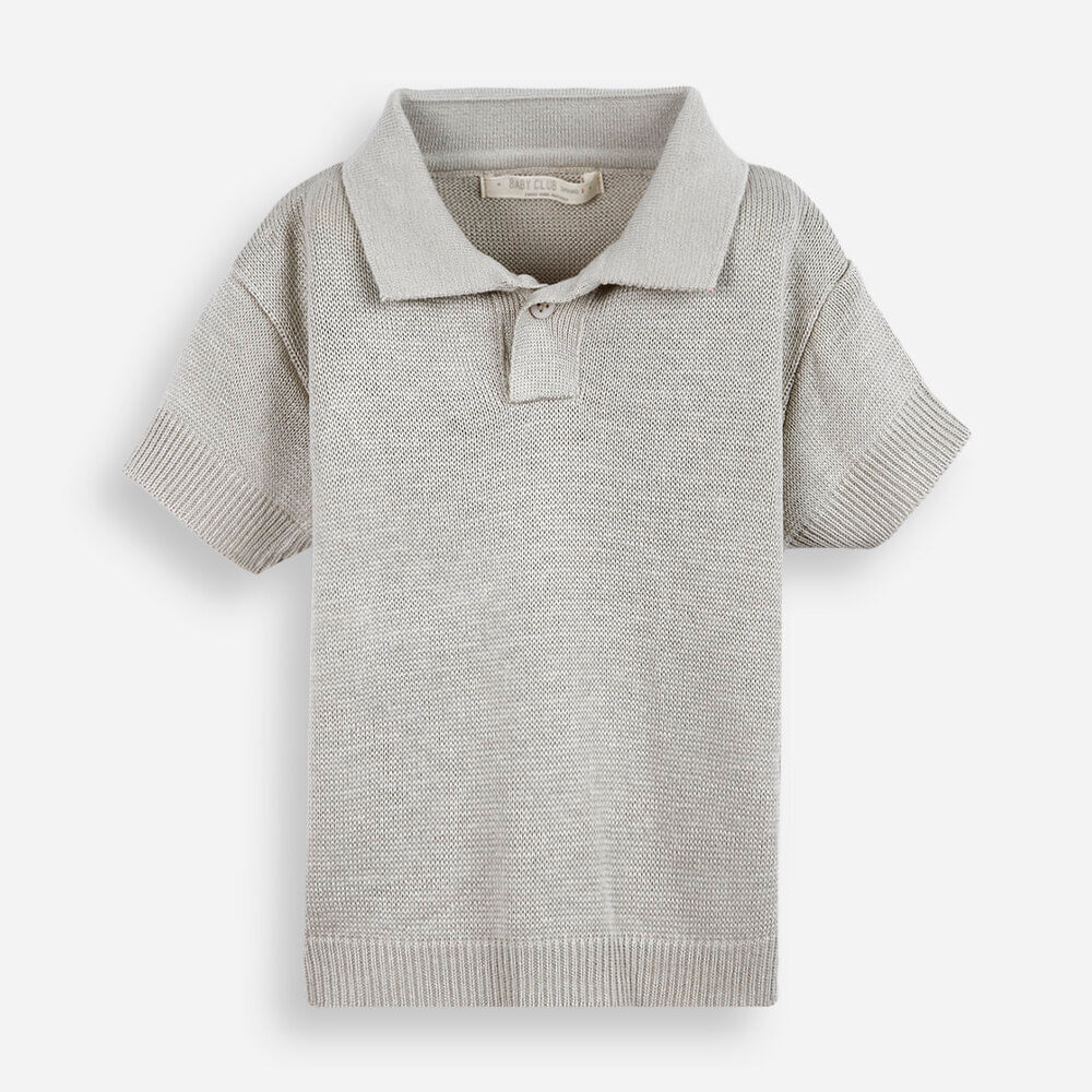 Polo infantil de tricot bege Polo infantil de tricot bege