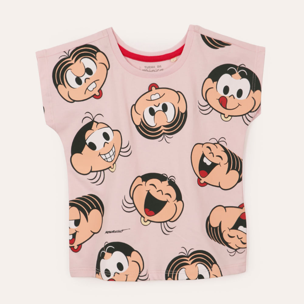 Camiseta de algodão infantil turma da mônica rosa Camiseta de algodão infantil turma da mônica rosa