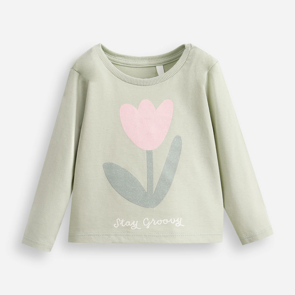 Blusa infantil de algodão tulipa verde Blusa infantil de algodão tulipa verde