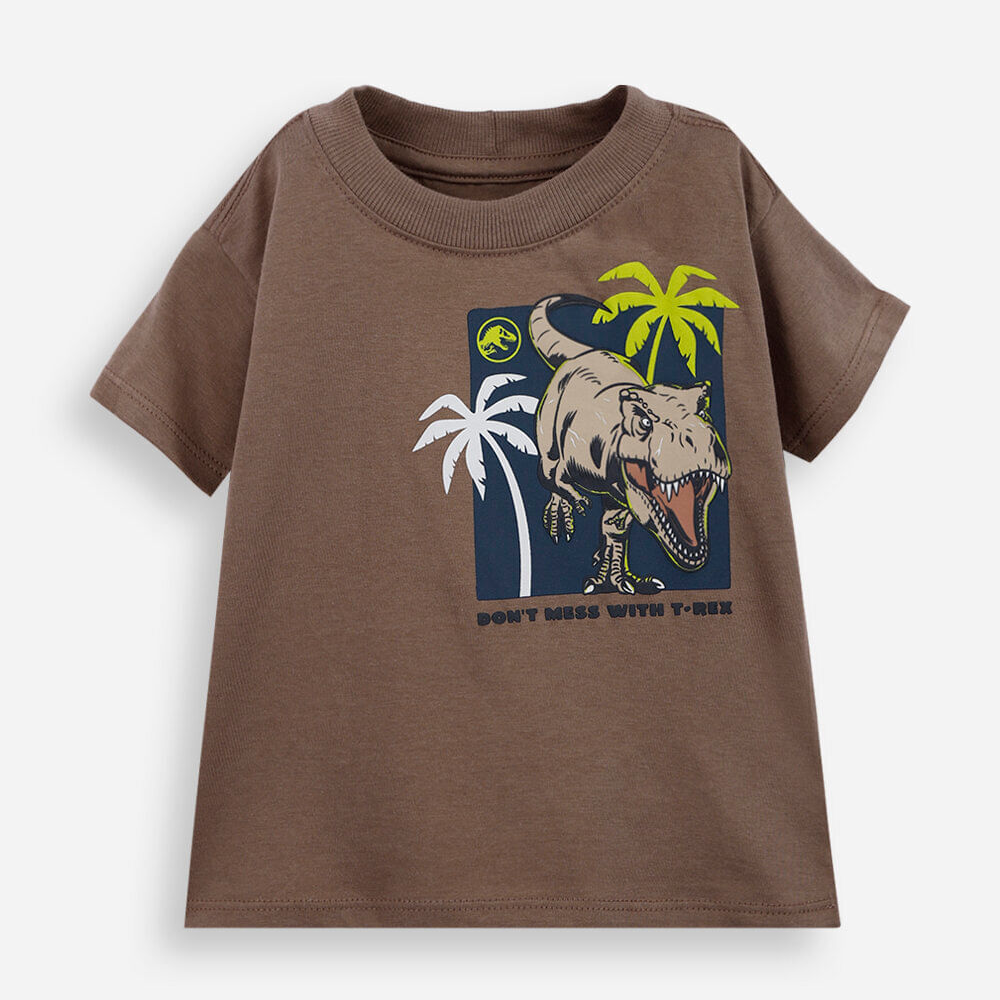 Camiseta infantil de algodão jurassic marrom Camiseta infantil de algodão jurassic marrom