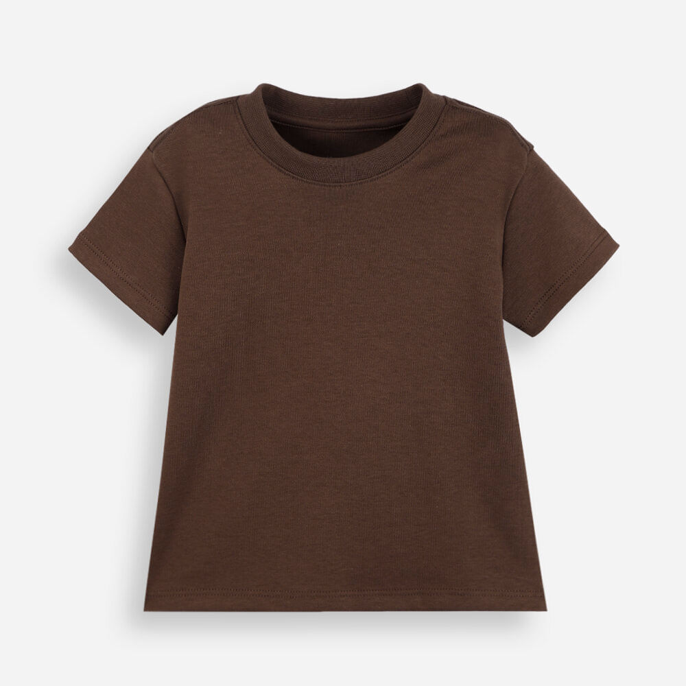 Camiseta infantil manga curta algodão peruano marrom Camiseta infantil manga curta algodão peruano marrom
