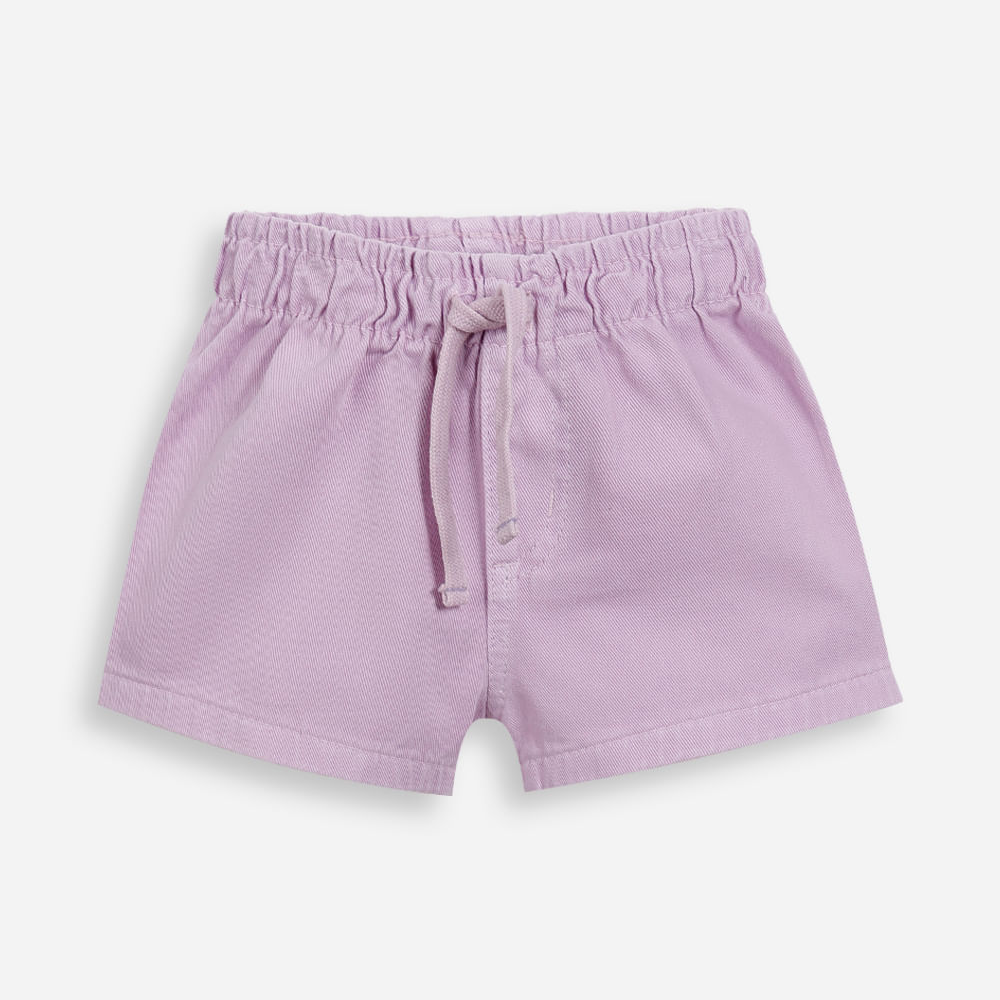 Short infantil de sarja cós elástico lilás Short infantil de sarja cós elástico lilás